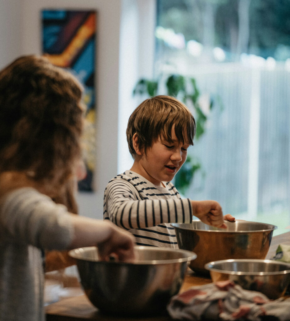 Children baking at home