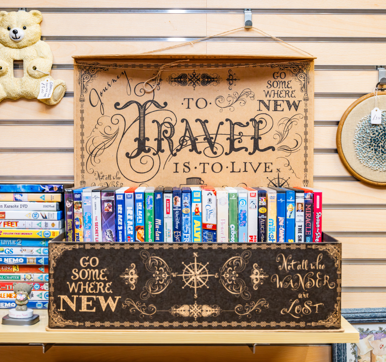 DVDs for sale in the charity shop