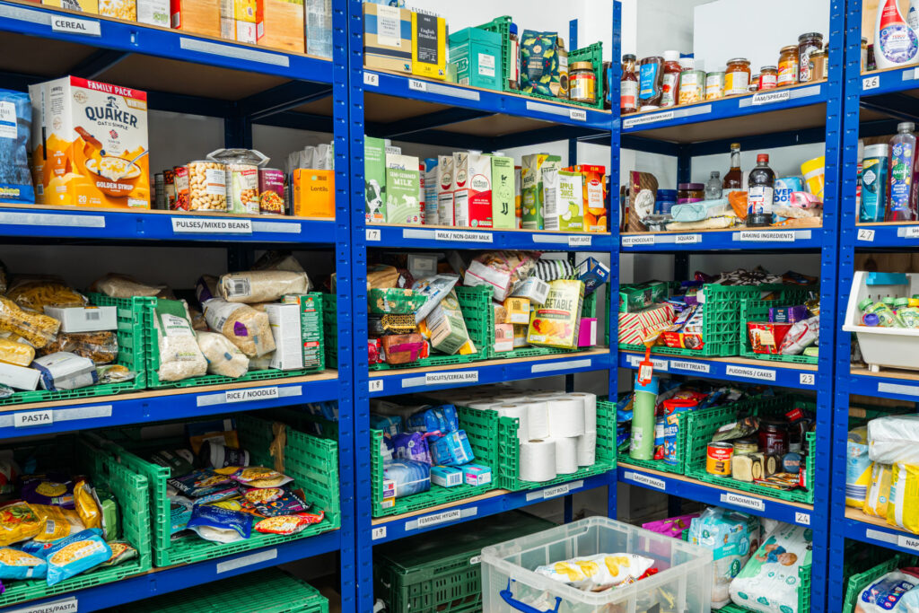 food bank storage shelves